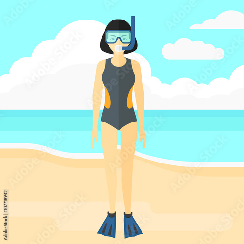 Woman with swimming equipment.