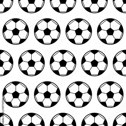 Soccer ball  black and white seamless pattern. Sports background. Vector 