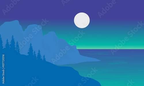 Silhouette of sea and moon