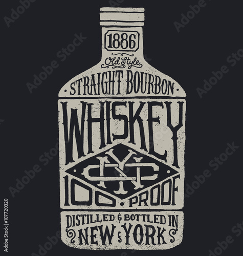 Whiskey bottle with vintage typography