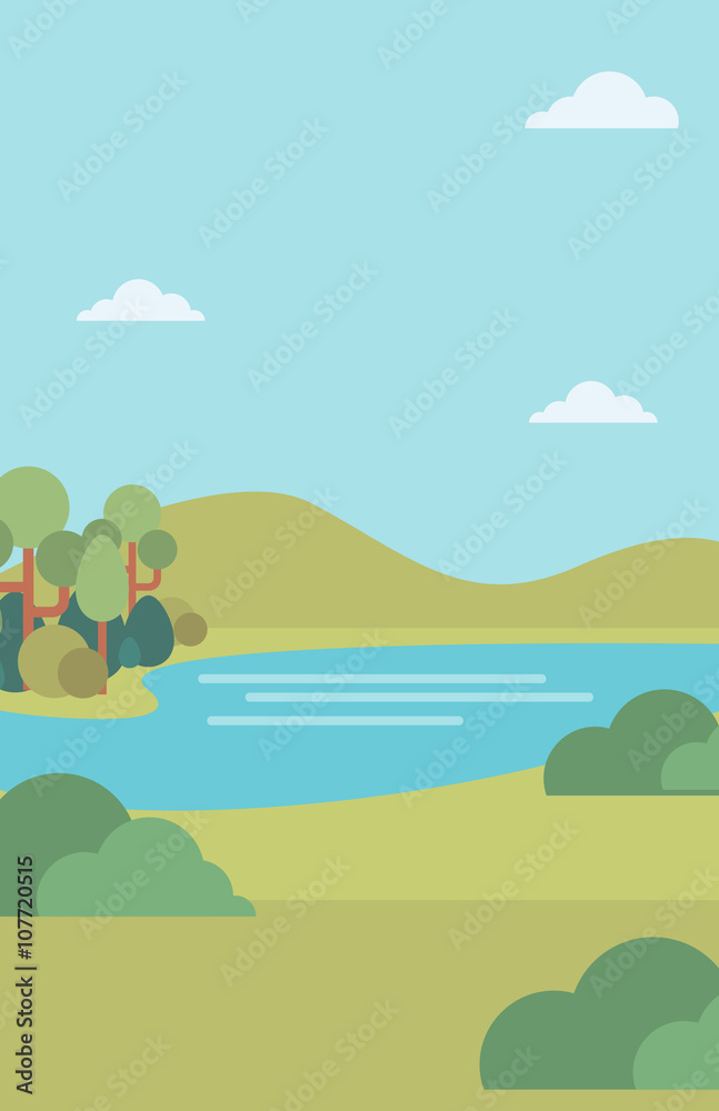 Background of landscape with hills and river. Background of landscape with hills and river.