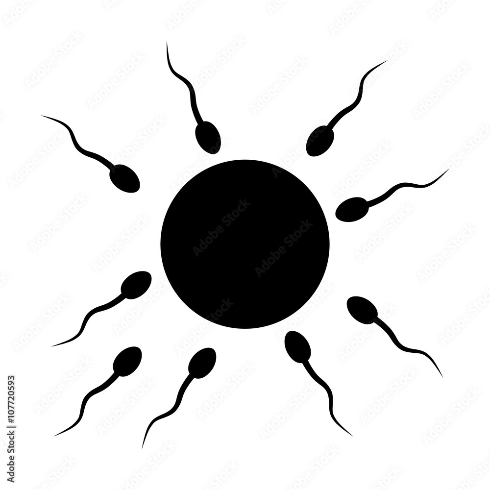 Sperm cells / spermatozoon surrounding ovum egg flat icon for apps and websites
