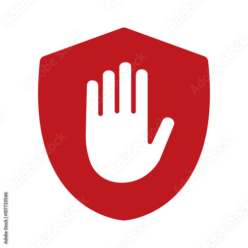 Shield with hand block / adblock flat icon for apps and websites photo