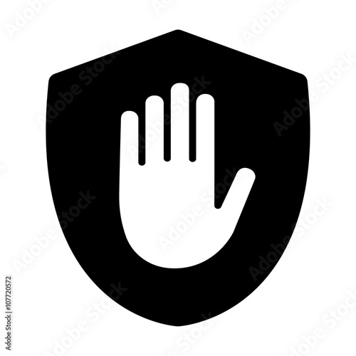 Shield with hand block / adblock flat icon for apps and websites