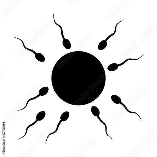 Sperm cells / spermatozoon surrounding ovum egg flat icon for apps and websites
