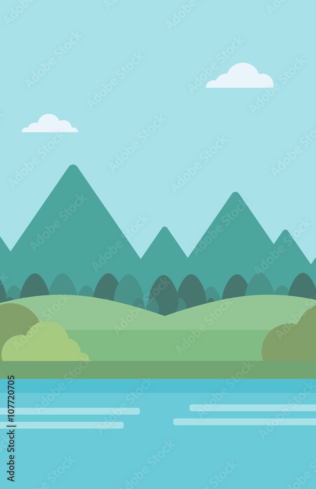 Background of landscape with mountains and river. Background of landscape with mountains and river.