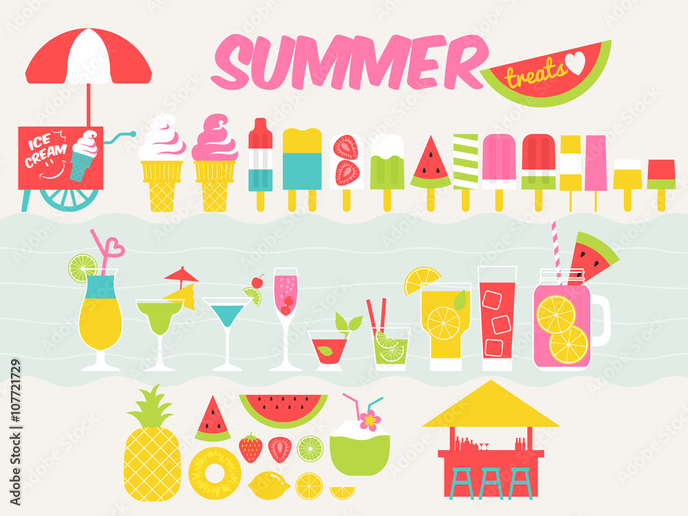 summer food and drink vector illustration summer food and drink vector illustration