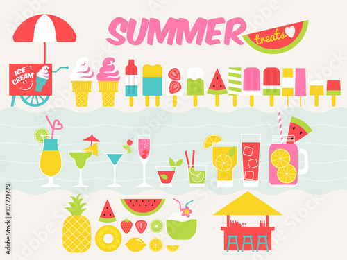summer food and drink vector illustration