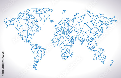 Abstract computer graphic Triangle world map,  Vector illustration