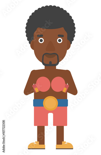 Confident boxer in gloves.