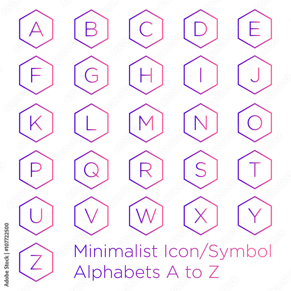 Minimalist Alphabet A to Z Icon Hexagonal Minimalist Alphabet A to Z Icon Hexagonal