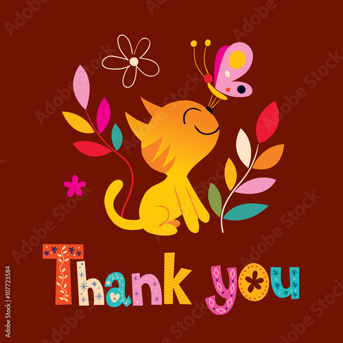 thank you card with cute kitten