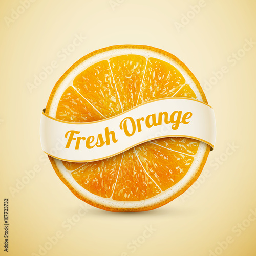 fresh orange with ribbon