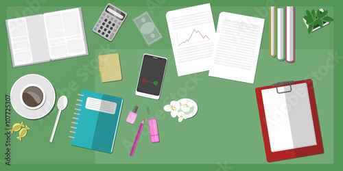 Green workspace desktop.