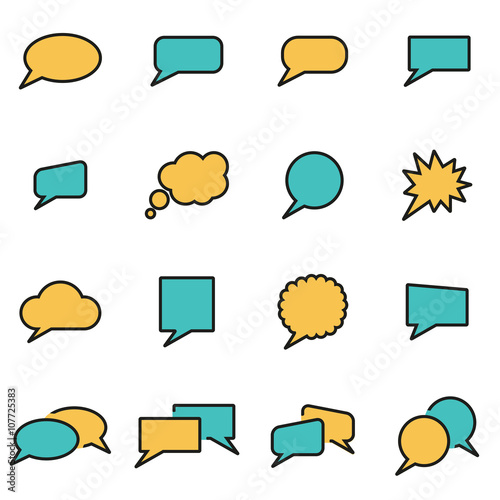 Trendy flat line icon pack for designers and developers. Vector line speach bubbles icon set, speach bubbles icon object, speach bubbles icon picture - stock vector