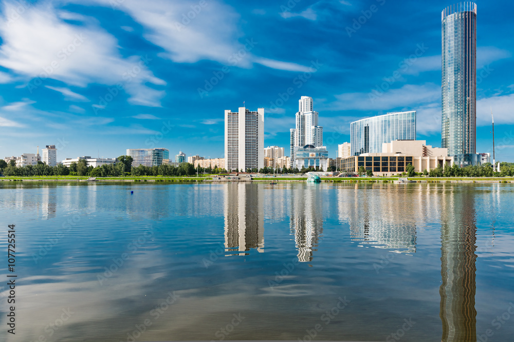Obraz premium View of quay wharf embankment Yekaterinburg City.