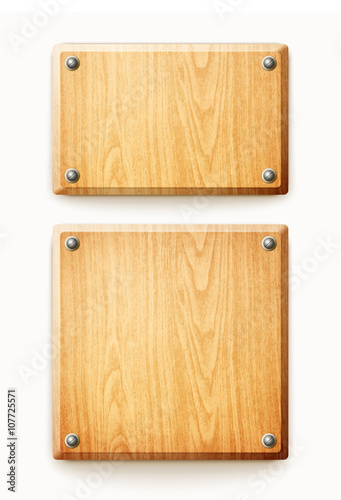 two wooden planks isolated on white background