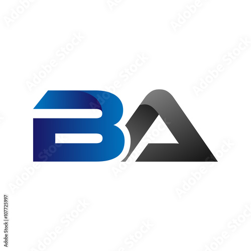 Modern Simple Initial Logo Vector Blue Grey ba