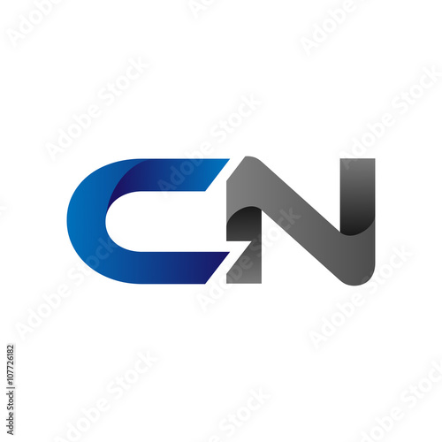 Modern Simple Initial Logo Vector Blue Grey cn