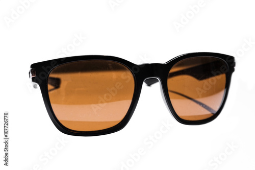 Sunglasses light brown lens, isolated on white background