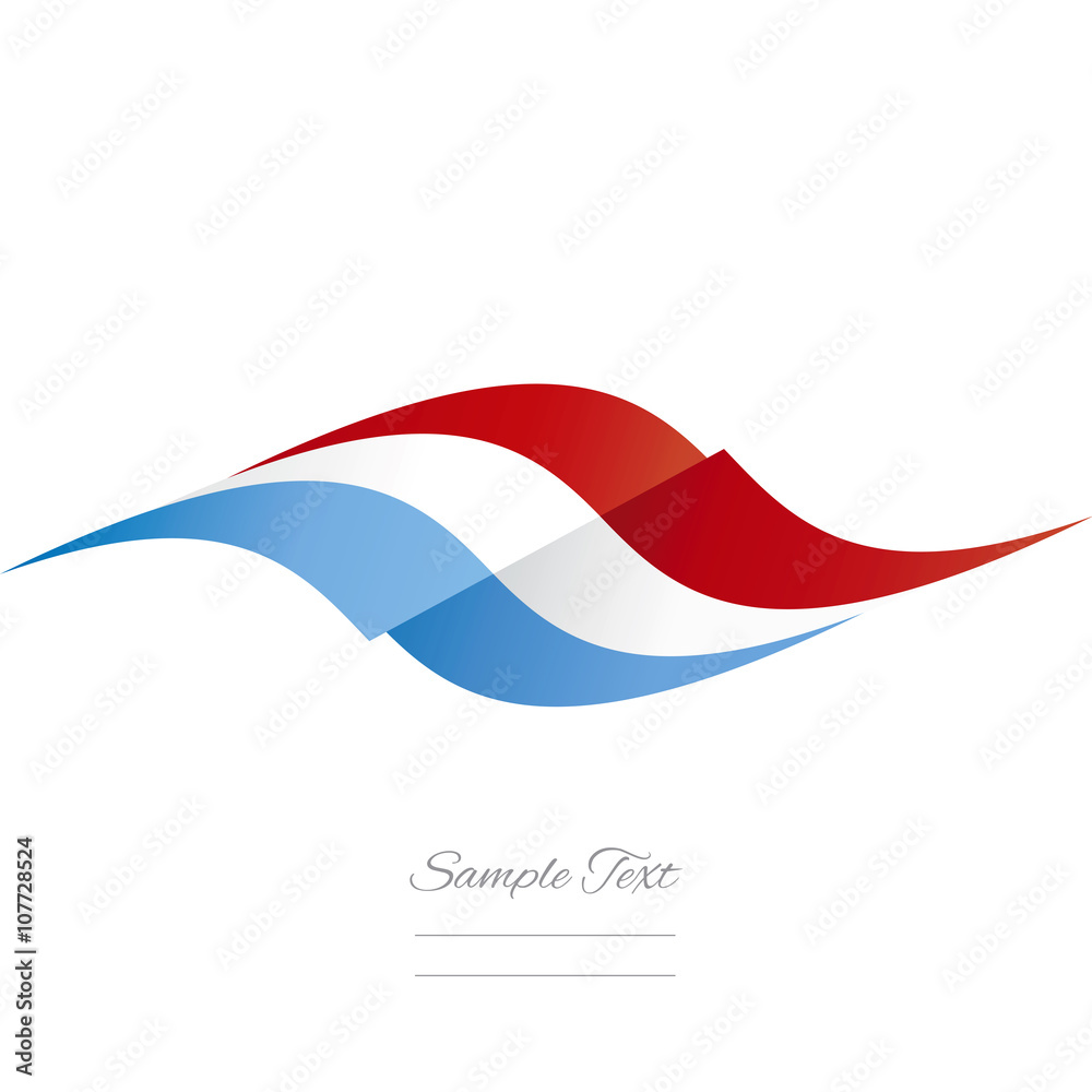 Fototapeta premium Abstract Luxembourg flag ribbon logo white background