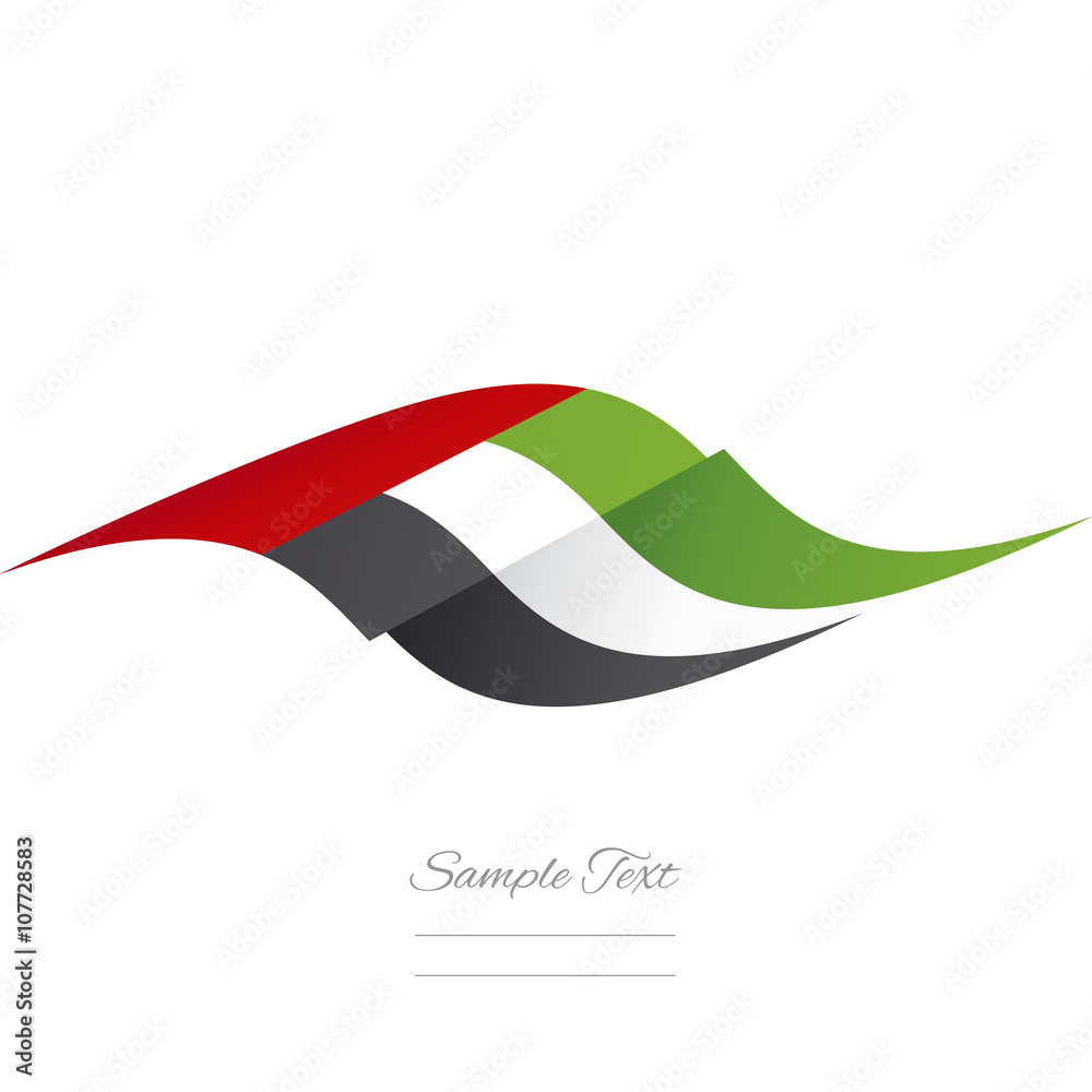 Abstract UAE flag ribbon logo white background Abstract UAE flag ribbon logo white background