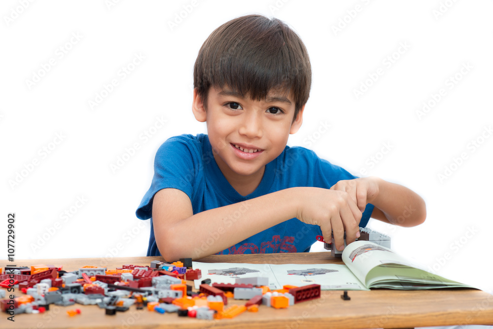Little boy playing block indoor house education Little boy playing block indoor house education