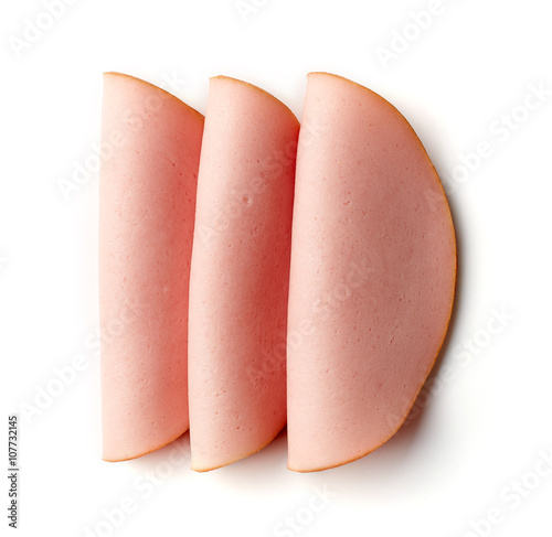 Boiled ham sausage isolated on white background photo