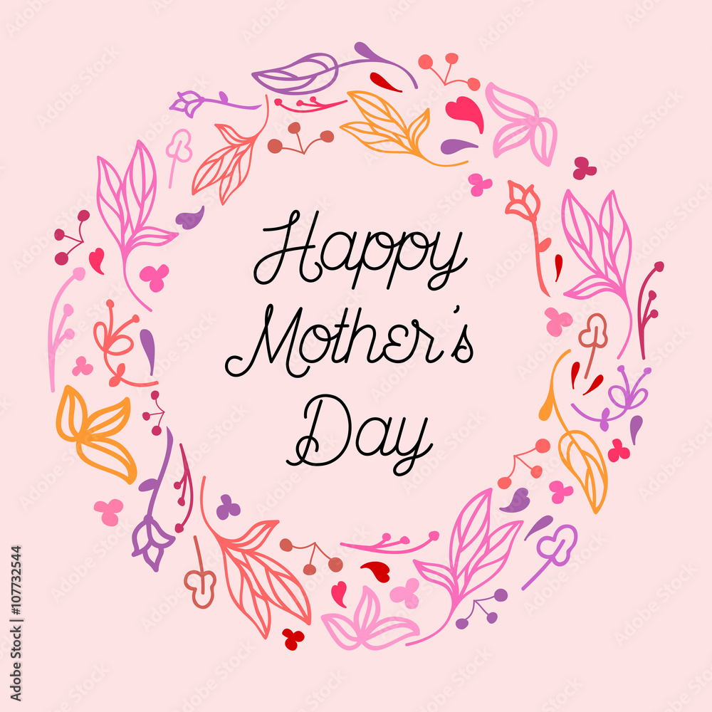 Obraz premium Happy Mother's Day vector illustration. Greeting card
