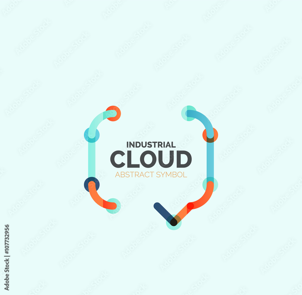 Flat linear design speech cloud logo. Talk bubble, modern geometric industrial thin line icon Flat linear design speech cloud logo. Talk bubble, modern geometric industrial thin line icon