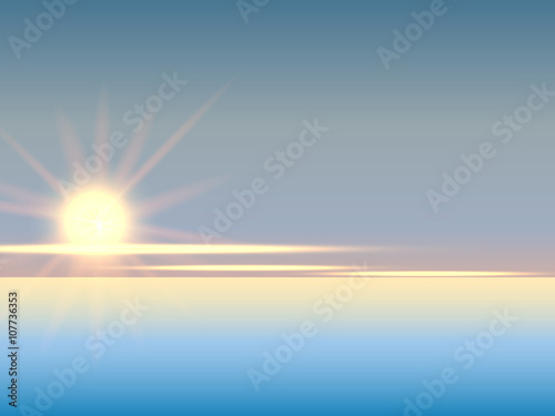 Sunset sky stratosphere background, pictured from plane. Vector illustration.