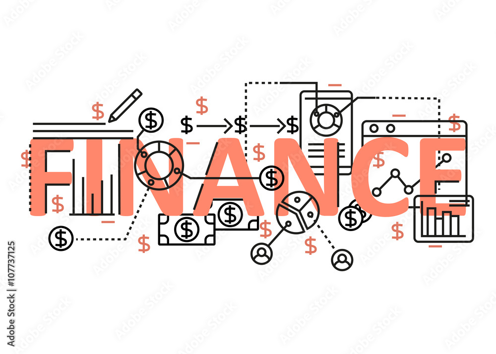 Finance concept flat line design with icons and elements. Modern finance concept vectors collection