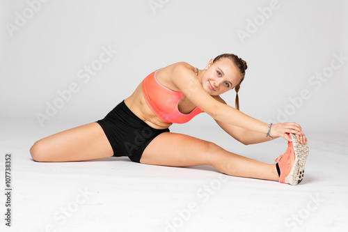 Young caucasian track and field athlete portraits at studio