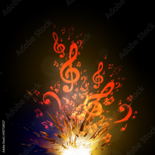 Music vector explode background with note, easy all editable
