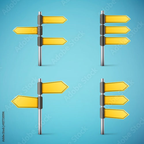 set of yellow road signs