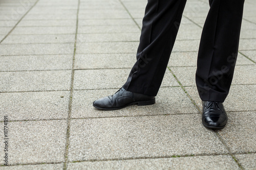 Businessman elegant shoes close up.