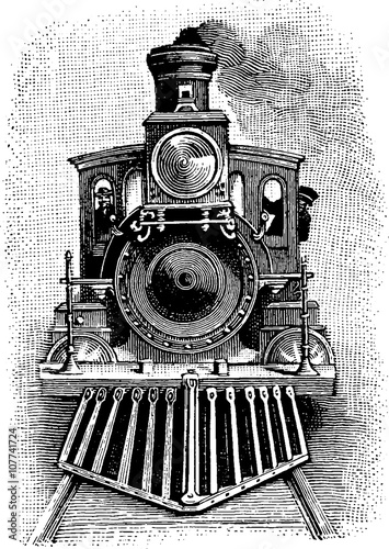 Vintage illustration steam locomotive