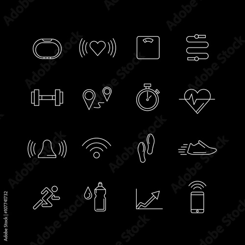 fitness activity tracker. Pedometer monitoring bracelet icon. Outline icon set