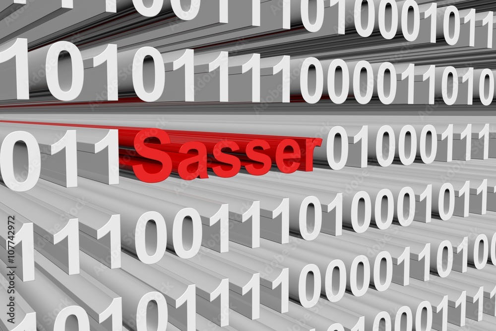 Sasser in the form of binary code, 3D illustration