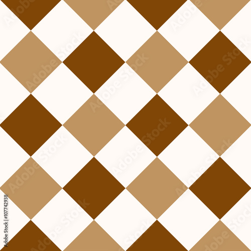 Chocolate Coffee Brown White Diamond Chessboard Background Vector Illustration