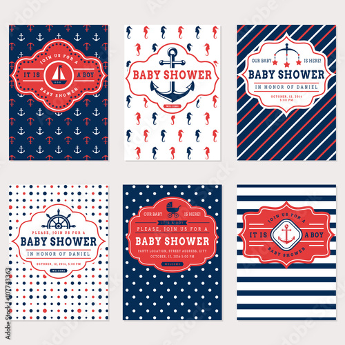 Nautical baby shower cards.