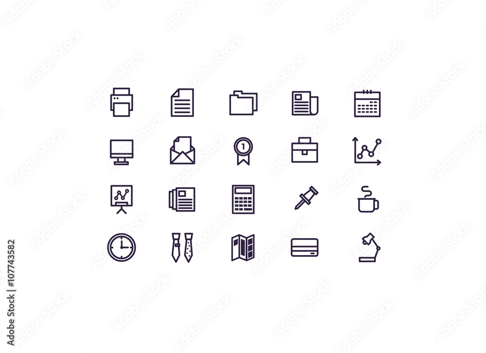 office icon set vector.line icons. office icon set vector.line icons.