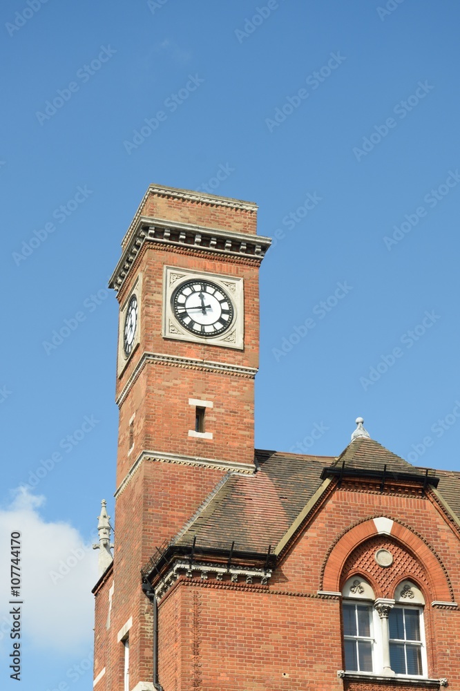 Victorian red brick clock tower