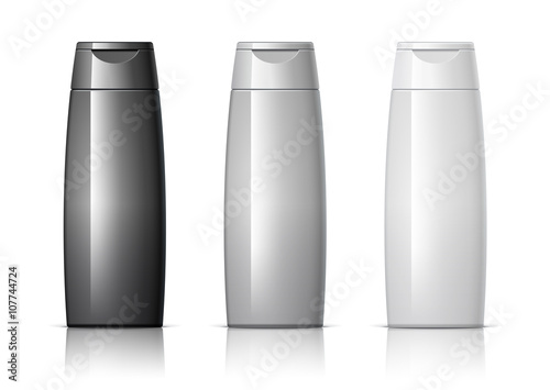 Realistic Cosmetic bottle can shampoo container. 