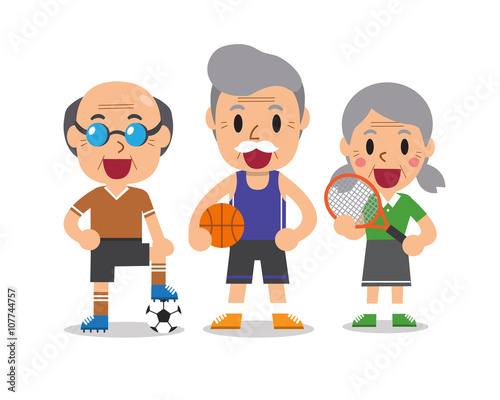 Cartoon senior sport people