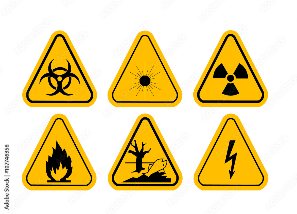 Vector Set of Triangle Yellow Warning Icons Vector Set of Triangle Yellow Warning Icons