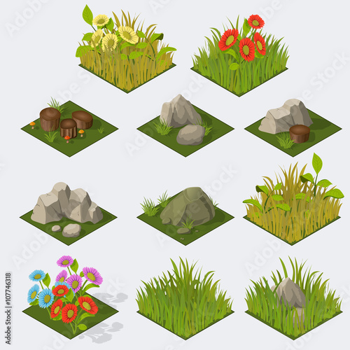 Set of Isometric landscape Tiles