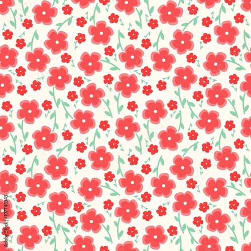 Simple and beauty flower seamless pattern. Vector illustration good for textile or paper wrapping print.Can be copied without any seams. Abstract floral background.