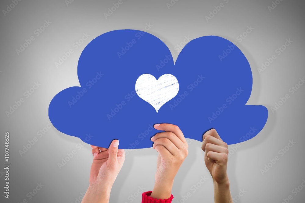Composite image of hands holding cloud Composite image of hands holding cloud