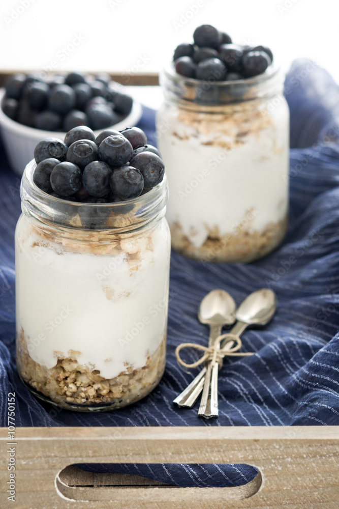 Yogurt with fresh blueberries and cereals
Yogurt with fresh blueberries and cereals